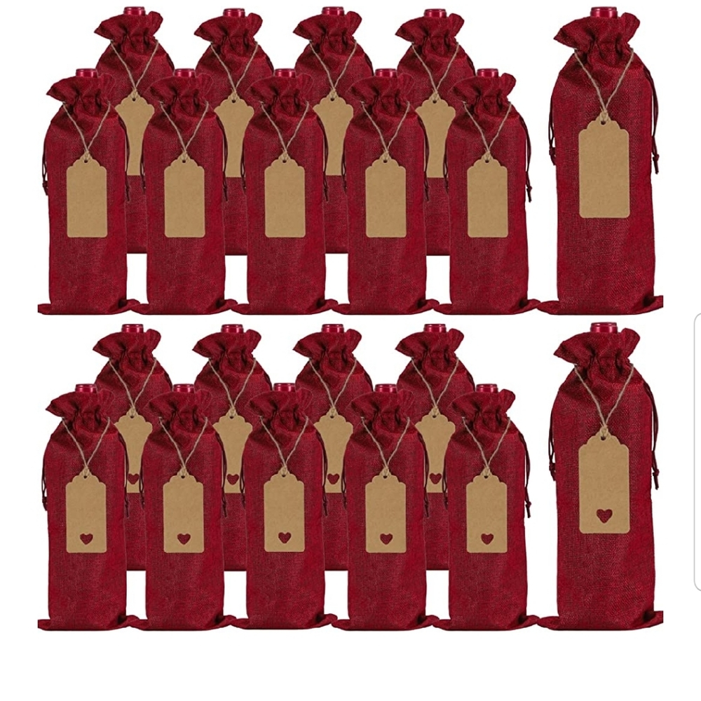 20 PIECES BURLAP WINE GIFT BAGS